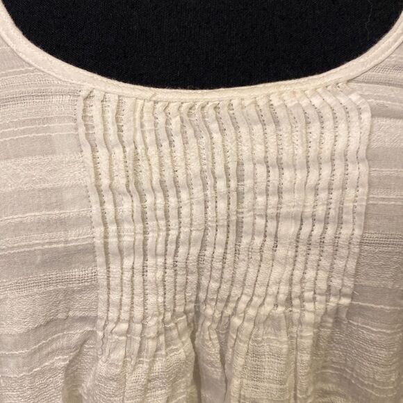 Anthropologie Lili’s Closet Extra Small Strap Tunic White 100% Cotton Pleated - Picture 2 of 9